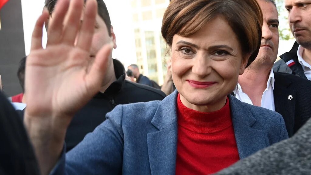 Canan Kaftancioglu arrives at the CHP Party's headquarters in Istanbul, on 12 May 2022, after Turkey's supreme court of appeals upheld her prison sentence (AFP)