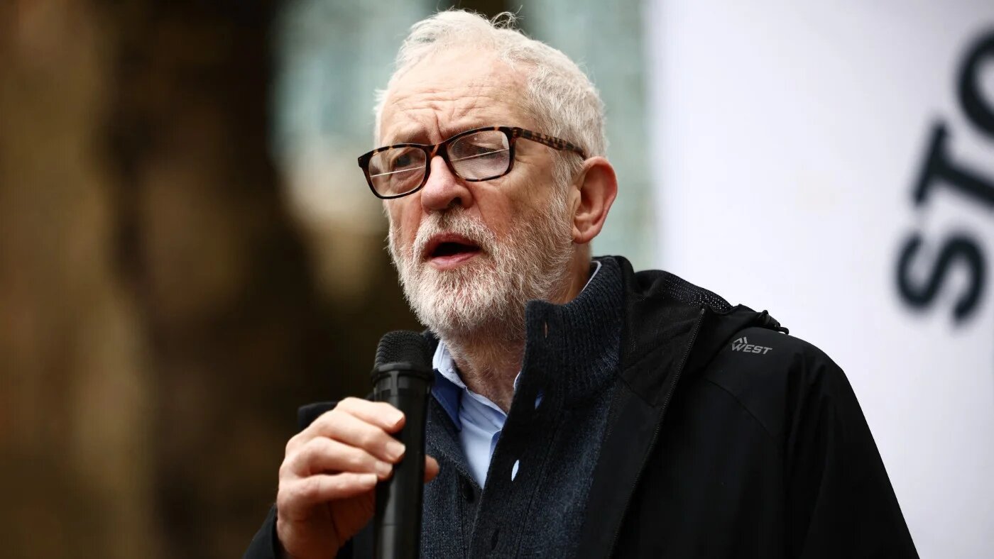 Former Labour Party leader Jeremy Corbyn speaks outside Westminster Magistrates’ Court in London on 1 April 2026 (Henry Nicholls/AFP)