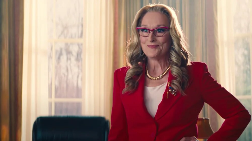 Dans Don’t Look Up : Déni cosmique, Meryl Streep joue la présidente des États-Unis (capture d’écran/Hyperobject Industries et Bluegrass Films)