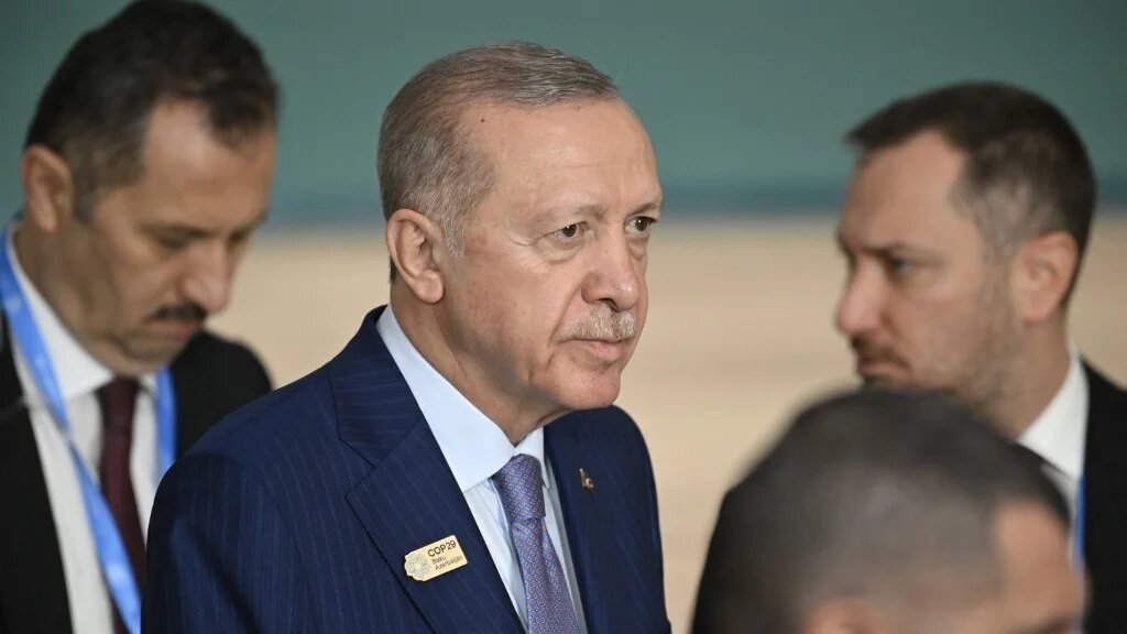 Turkey's President Recep Tayyip Erdogan at the United Nations Climate Change Conference (COP29) in Baku on November 12 2024 (Alexander Nemenov / AFP)