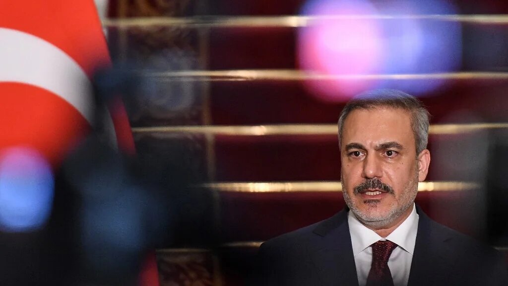 Turkey's Foreign Minister Hakan Fidan speaks during a joint press conference with his Egyptian counterpart, in Cairo on 5 August, 2024 (Ahmed Hasan/AFP)