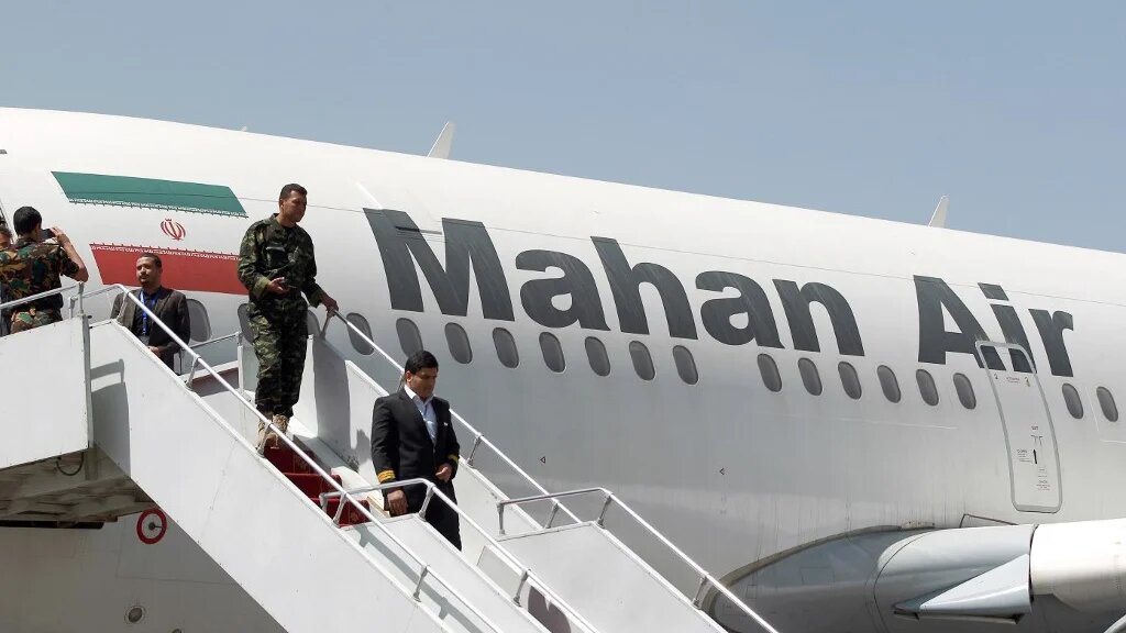 FILE PHOTO: An Airbus A310-304 aircraft of Iranian airliner Mahan Air sits on the tarmac after landing at Sanaa International Airport in the Yemeni capital on March 1, 2015 (Mohammed HUWAIS / AFP)
