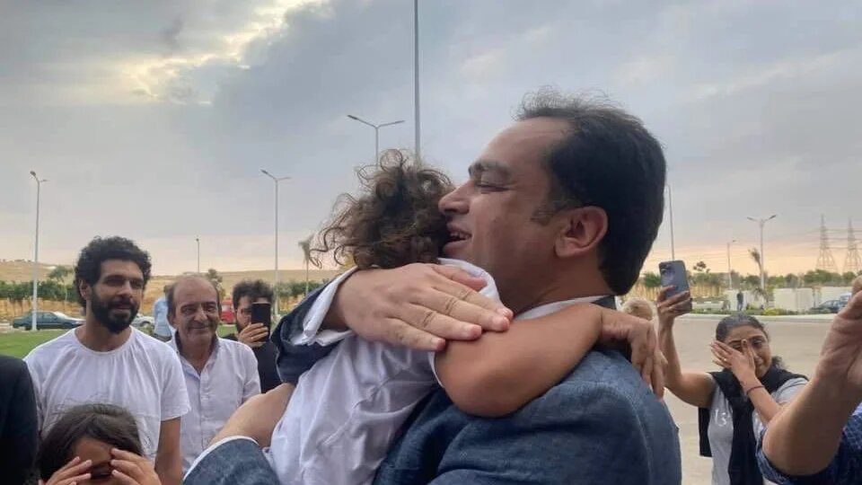 Zyad El-Eleimy after his release from prison on Monday (Twitter)