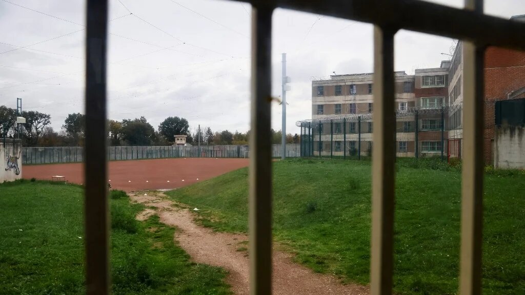A courtyard of the Osny prison near Paris where a Palestinian man has been detained for over 18 months, pictured in November 2020 (Thomas Samson/AFP)