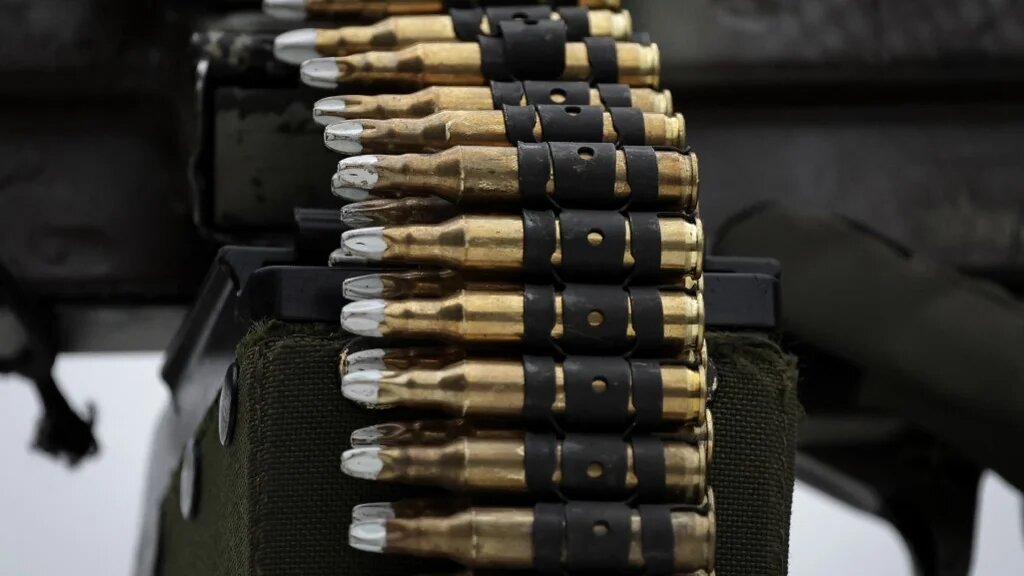 Ammunitions displayed at the Eurosatory international land and airland defence and security trade fair, in Villepinte, France, on 16 June 2024 (Valentine Chapuis/AFP)