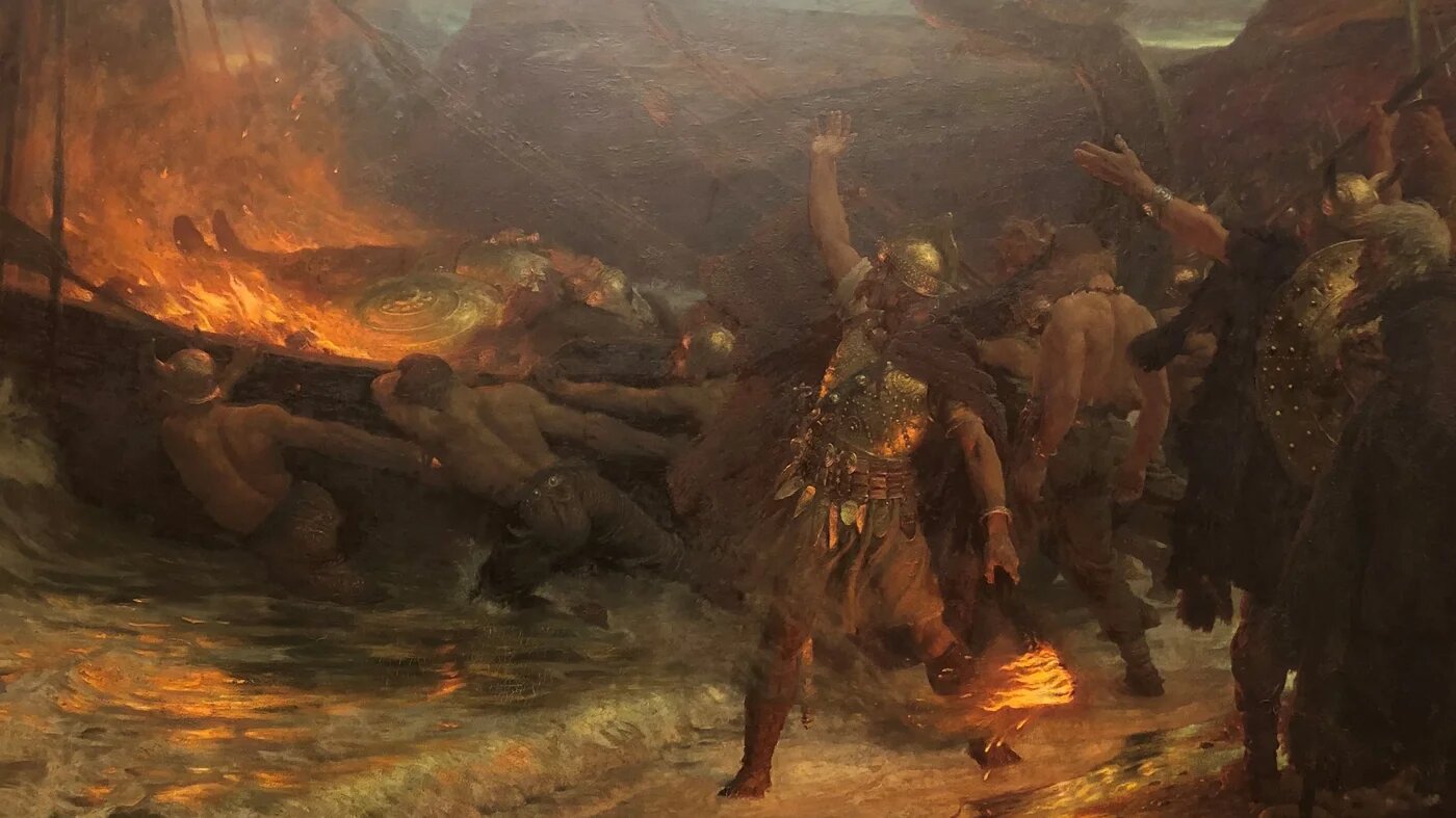 Ibn Fadlan est l’auteur d’un des récits contemporains les plus détaillés de funérailles vikings (Frank Dicksee, Les funérailles d’un Viking)