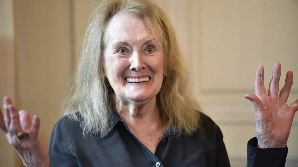 French author Annie Ernaux at a press conference after winning the 2022 Nobel Literature Prize, at the Gallimard headquarters, Paris, 6 October 2022 (AFP)