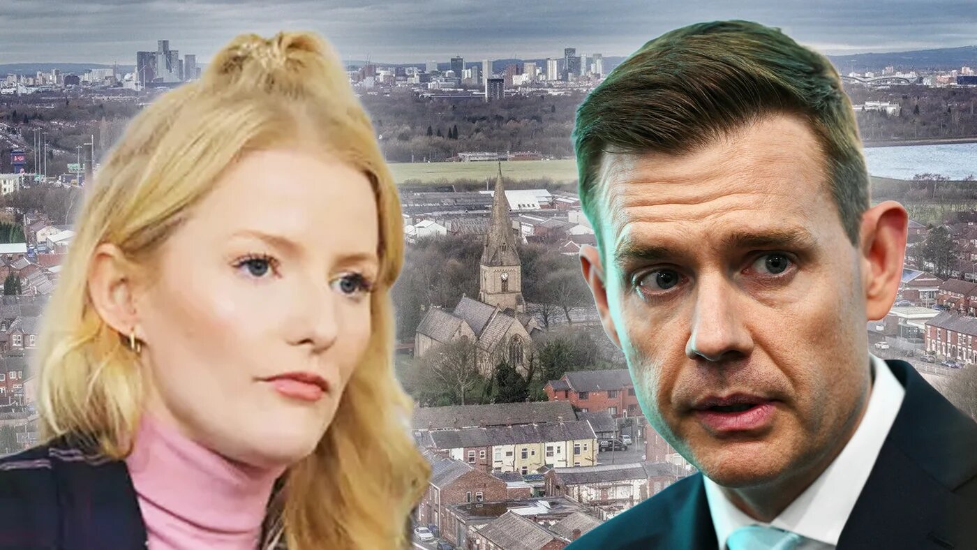 Green candidate Hannah Spencer (L) and Reform candidate Matthew Goodwin (R). (AFP/ X/ Screengrab))