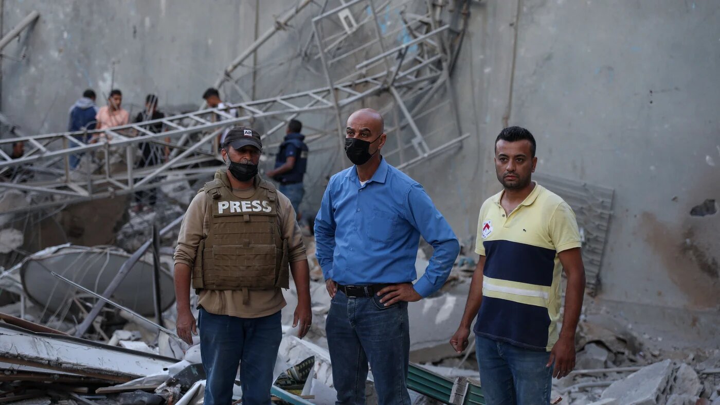 Journalists Gaza building bombing MEE Mohammed al-Hajjar 