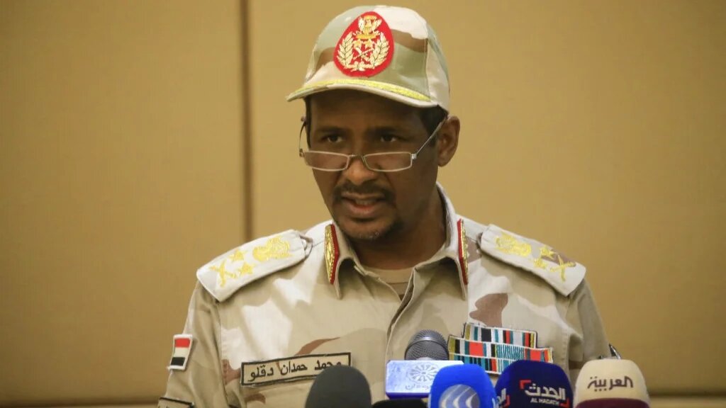 General Mohamed Hamdan Daglo pictured speaking in Khartoum in 2019 (AFP)