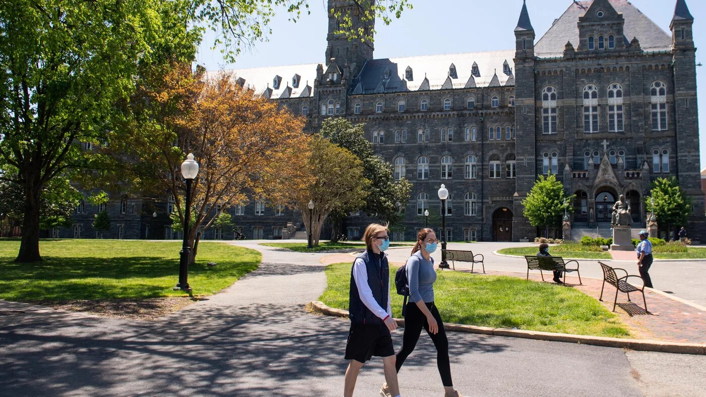 Georgetown University is nearly empty after classes were canceled due to the coronavirus pandemic