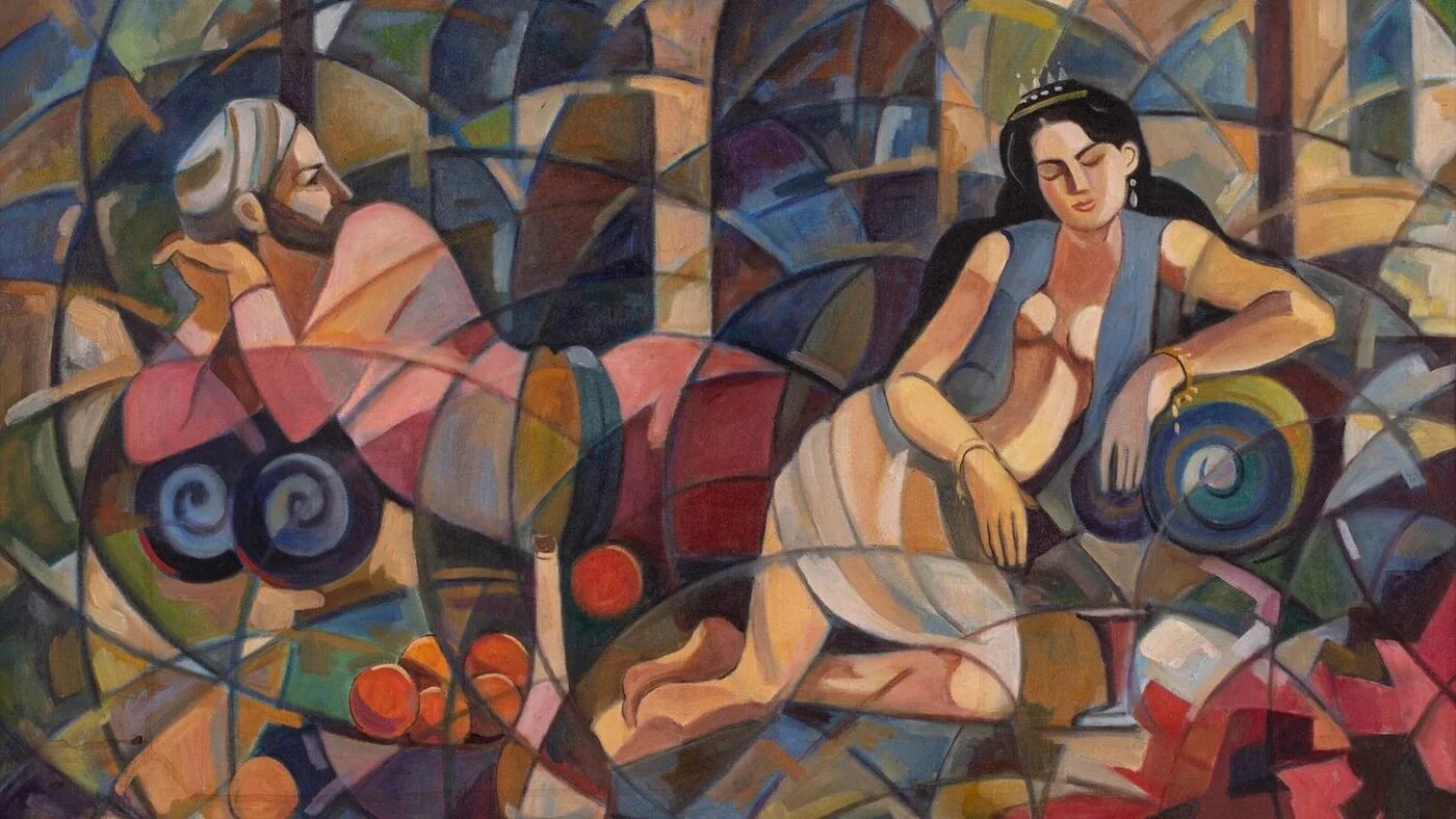 The Couple (1976), tableau de l’artiste irakien Hafidh al-Droubi, révèle une forte influence picassienne (domaine public)