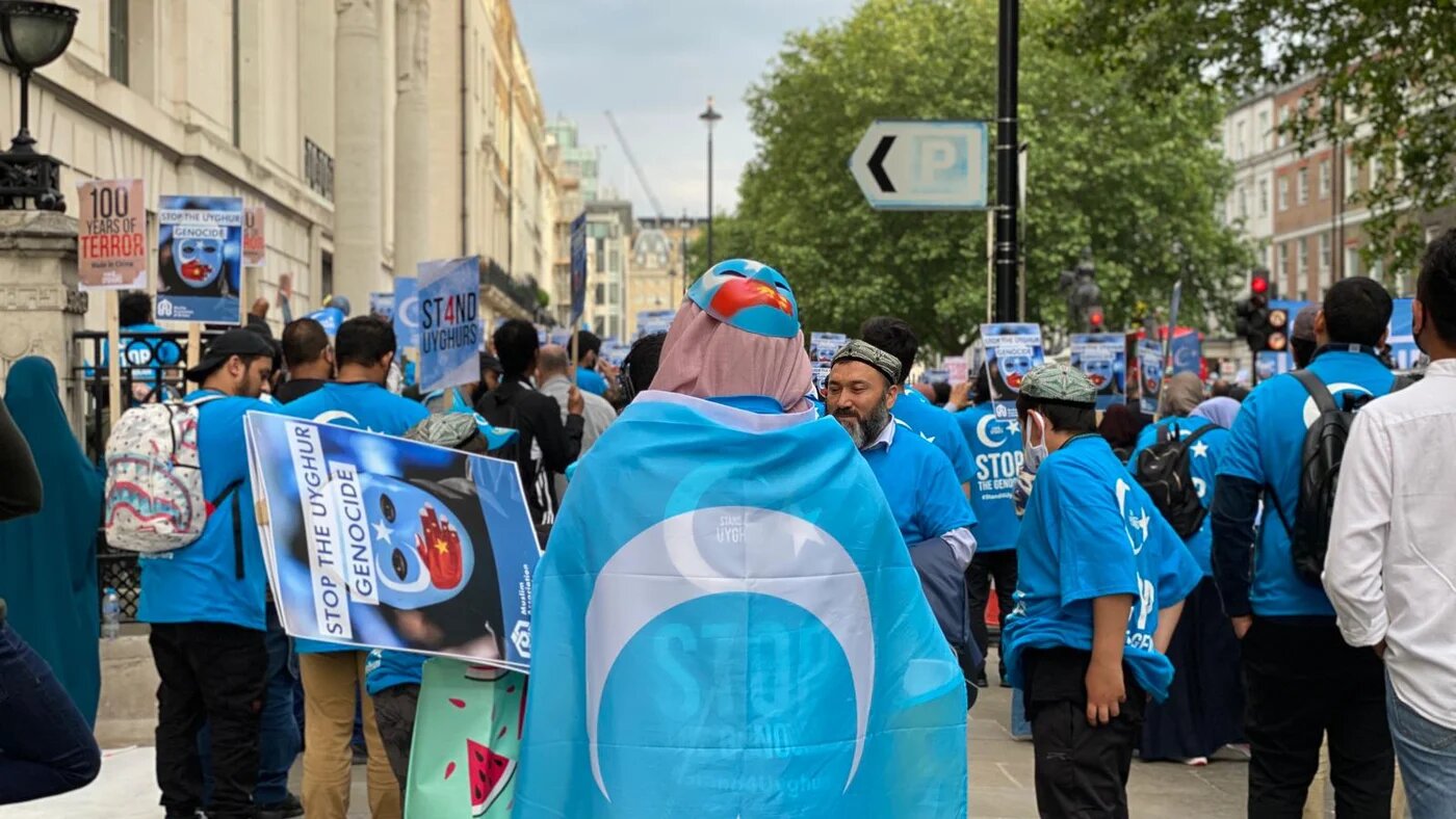 The Stand4Uyghur protest was organised by fifty Muslim organisations to mark the 100 year anniversary of the Chinese Communist Party (MEE/Abdenour Berrah)