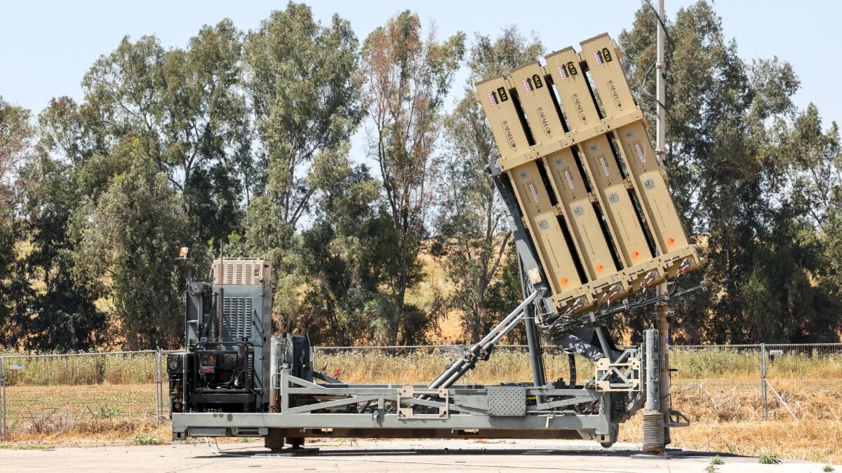 A battery of Israel's Iron Dome air defence system deployed near Gaza, on 17 April 2024 (Jack Guez/AFP)