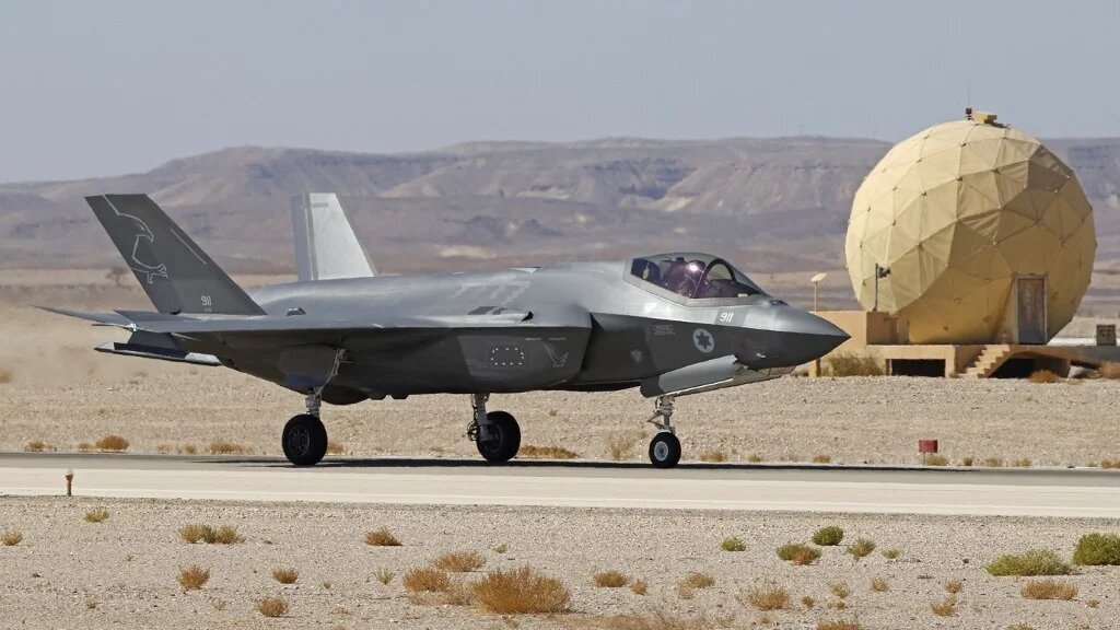 An Israeli air force F-35 fighter lands at Ovda Airbase near Eilat during military exercises in 2021 (AFP) 