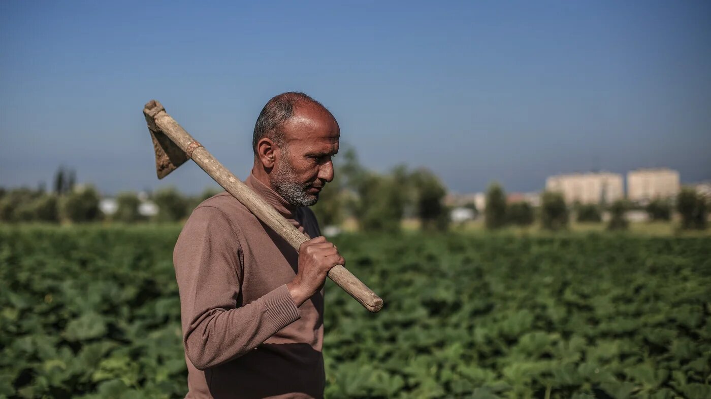 Gaza farmer working on land MEE