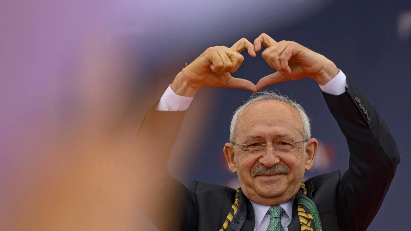 Turkey's Republican People's Party (CHP) chairman and presidential candidate Kemal Kilicdaroglu at a rally in Kocaeli, on 28 April 2023 (AFP)