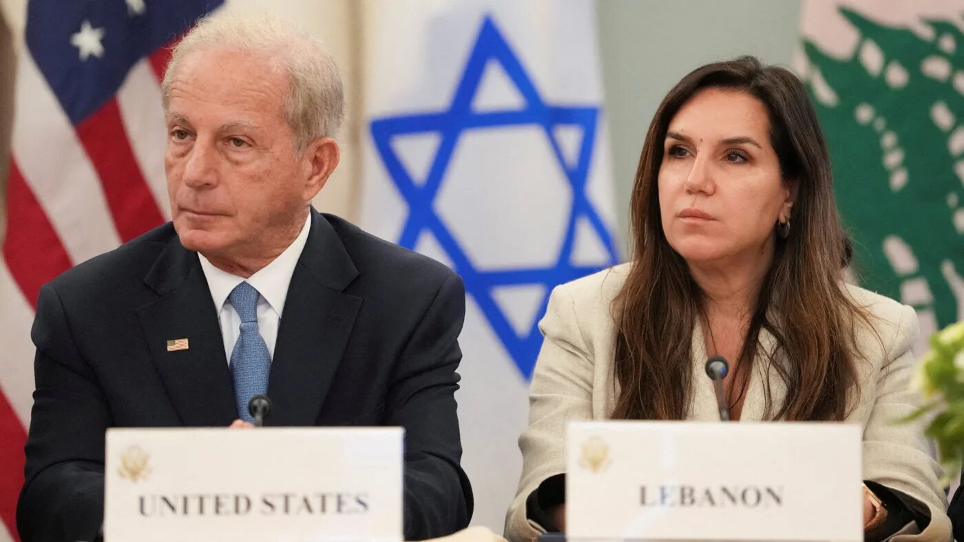Lebanese Ambassador to the US Nada Hamadeh and US Ambassador to Lebanon Michel Issa attend a meeting between Israeli and Lebanese delegations hosted by the US, at the State Department in Washington, D.C., 3 June 2026 (Reuters)
