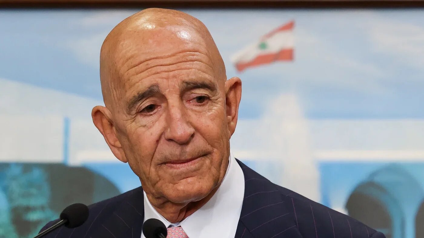 US ambassador to Turkey and special envoy for Syria Tom Barrack at a joint press conference following his meeting with Lebanon's president at the Presidential Palace in Baabda on 18 August 2025 (Anwar Amro/AFP)