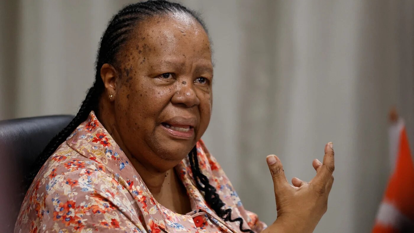 South Africa’s Foreign Minister Naledi Pandor delivers her closing remarks following a meeting with Denmark's Foreign Minister Lars Lokke Rasmussen (not seen) in Pretoria on 5 March, 2024 (AFP)