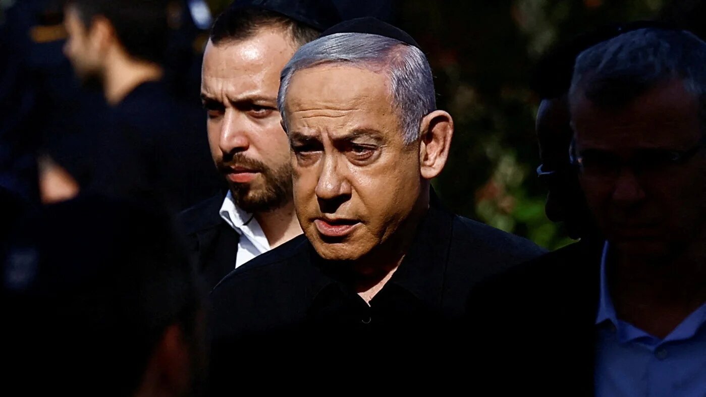 Israeli Prime Minister Benjamin Netanyahu attends the funeral of Gal Meir Eisenkot, on 24 June 2026 (Reuters)