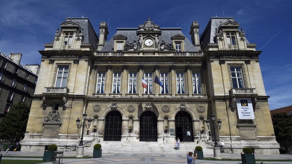 City hall of Neuilly-sur-Seine, a suburb west of Paris where the Saudi prince owns a luxurious residence.