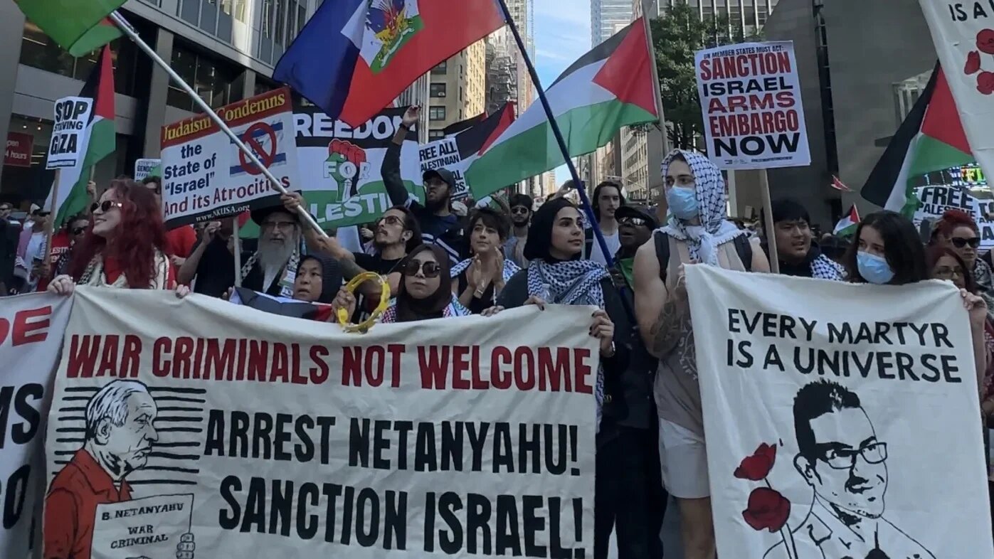 Thousands attended the "Arrest Netanyahu" protest in New York, condemning his presence at the UN despite the ICC's warrant for his arrest, on 26 September (Maysa Mustafa)