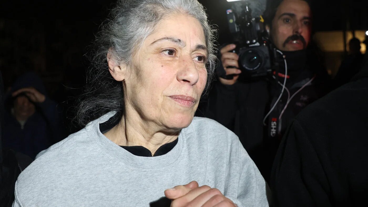 Images upon Khalida Jarrar's release showed her hair had turned white during her confinement since 26 December, 2023 (AFP/Zain Jaafar)
