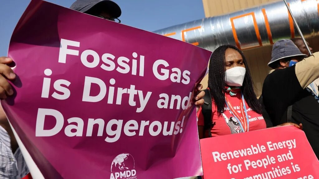 Des manifestants à la Conférence sur le climat (COP27) à Charm el-Cheikh, en Égypte, le 15 novembre 2022 (AFP)