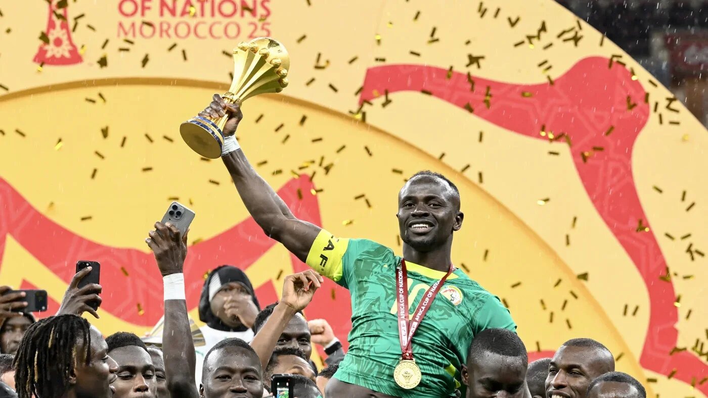 Senegal celebrate after winning the Africa Cup of Nations final against Morocco at the Prince Moulay Abdellah Stadium in Rabat on 18 January 2026 (Sebastien Bozon/AFP)