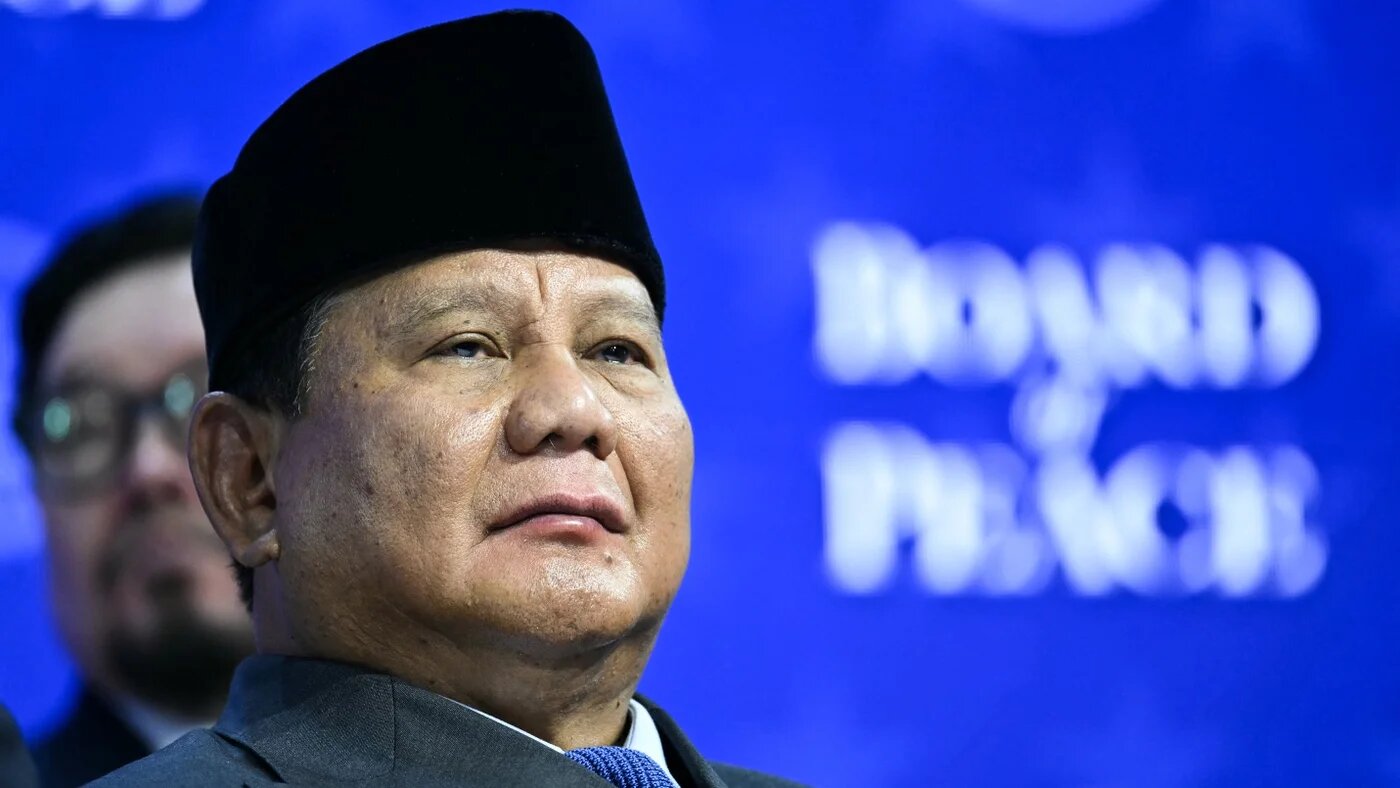 Indonesia's President Prabowo Subianto at the "Board of Peace" meeting during the World Economic Forum (WEF) annual meeting in Davos on 22 January 2026. Mandel NGAN / AFP
