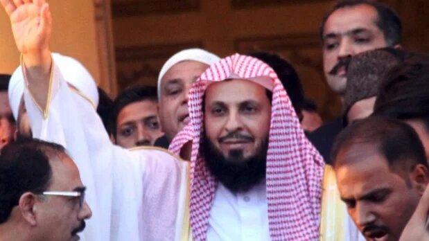Sheikh Saleh al Talib during a visit to Pakistan in 2018. Rights group say Talib was arrested after he delivered a sermon opposing the desegregation of men and women in public places (Screengrab)
