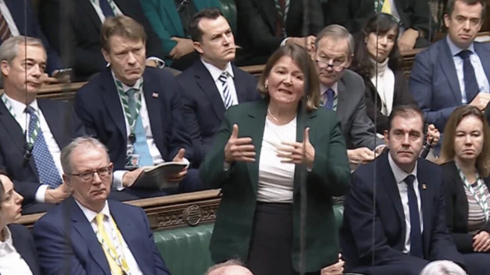  Ellie Chowns asks the prime minister a question in the House of Commons.