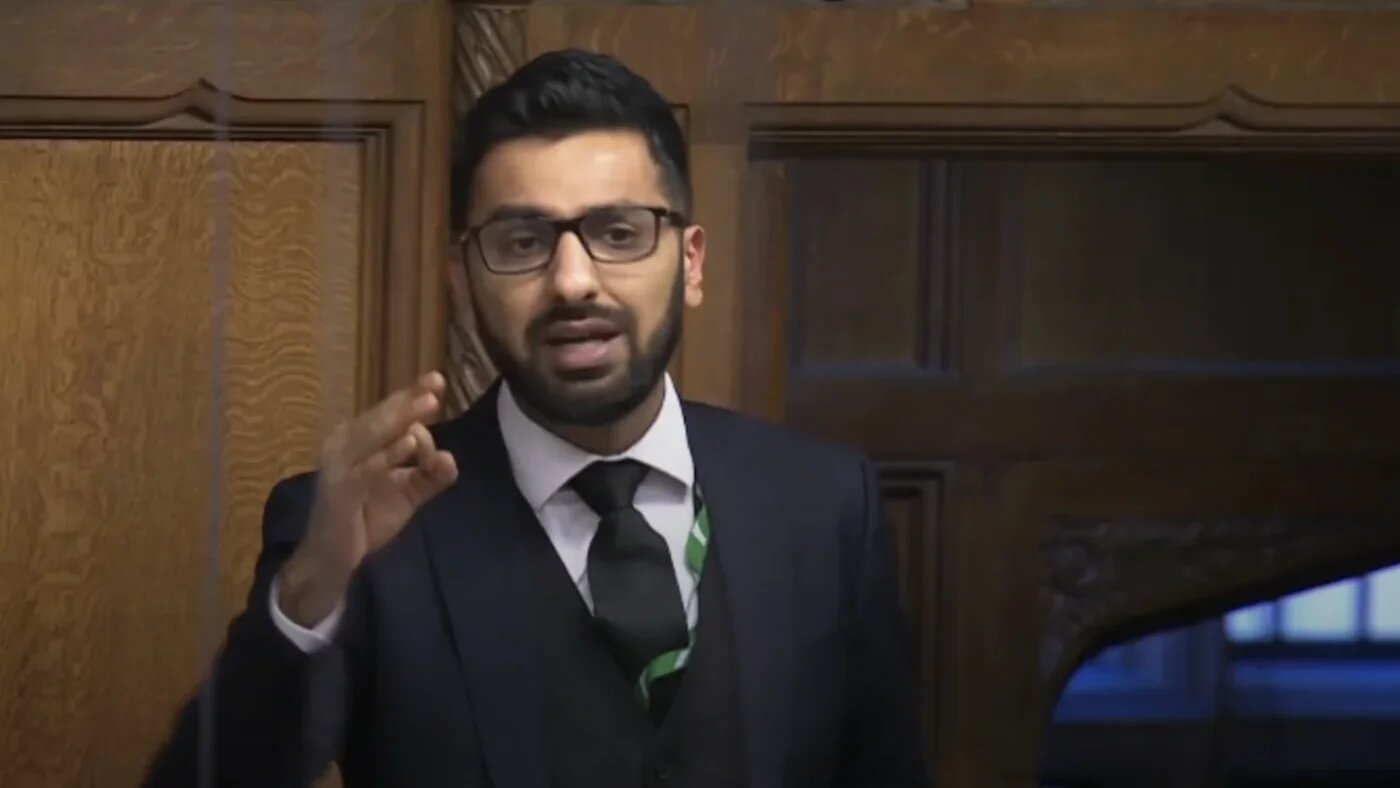 Adnan Hussain MP speaking in parliament on 29 November (Parliament/ Screengrab)