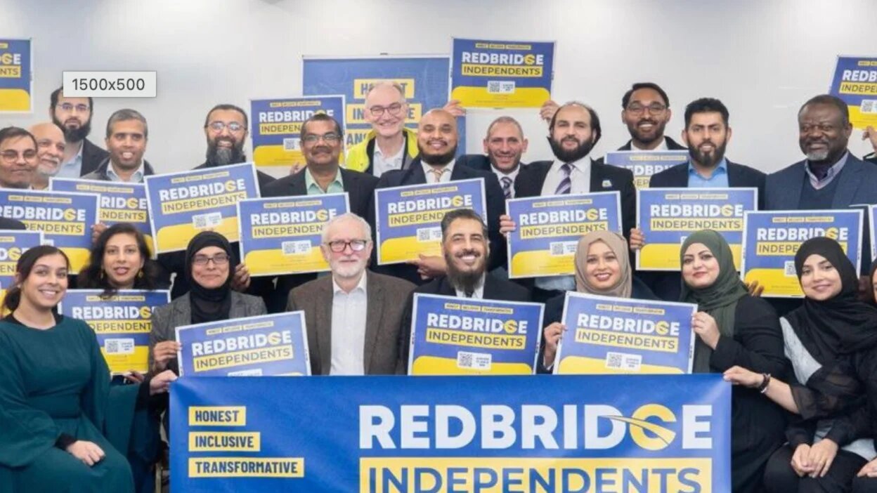 Jeremy Corbyn campaigns with Vaseem Ahmed and the Redbridge Independents in April ahead of the local elections on 7 May. (Redbridge Independents)