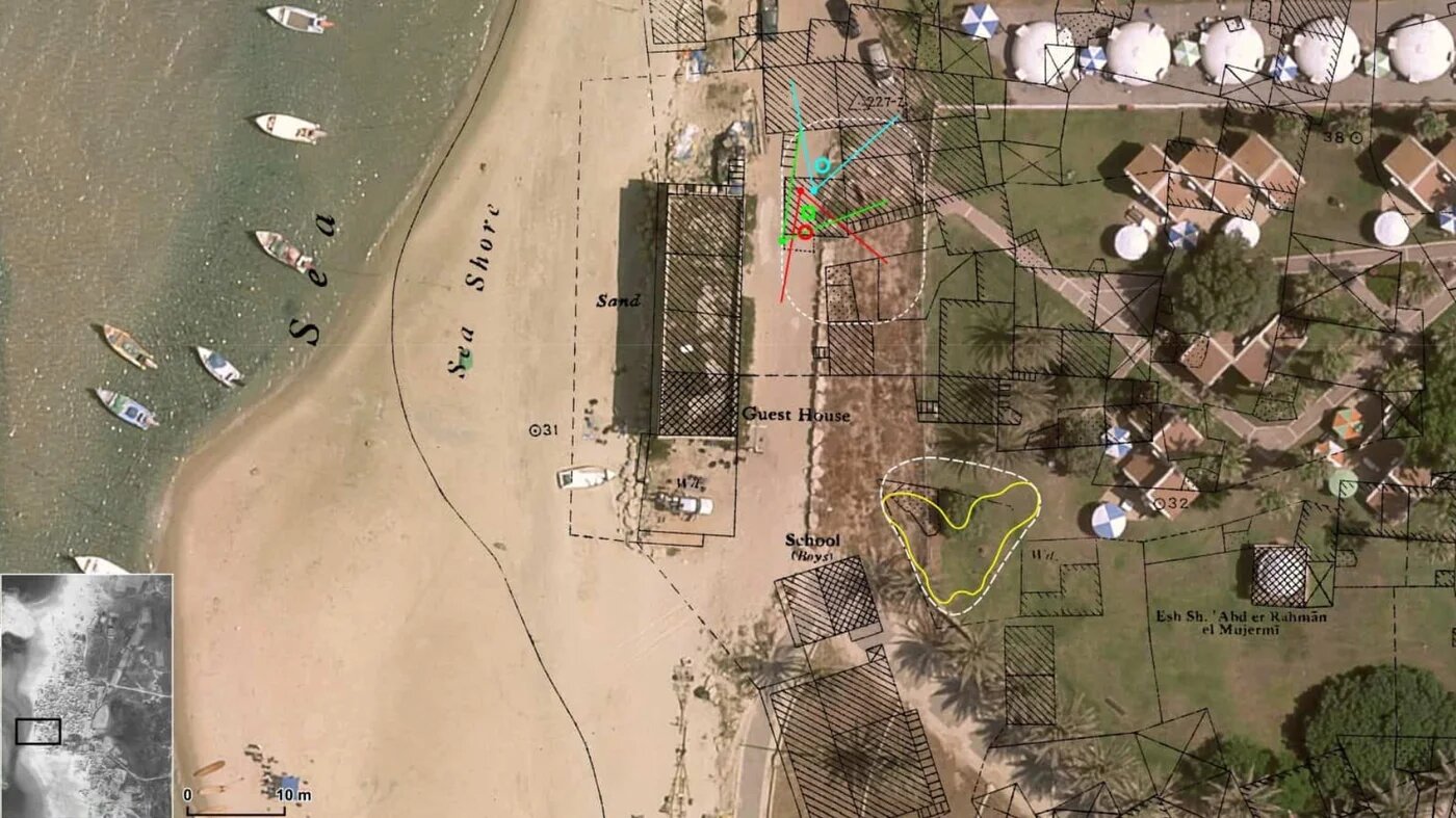 The site of one of possible mass graves in former Palestinian village of Tantura found in Forensic Architecture investigation (Forensic Architecture)