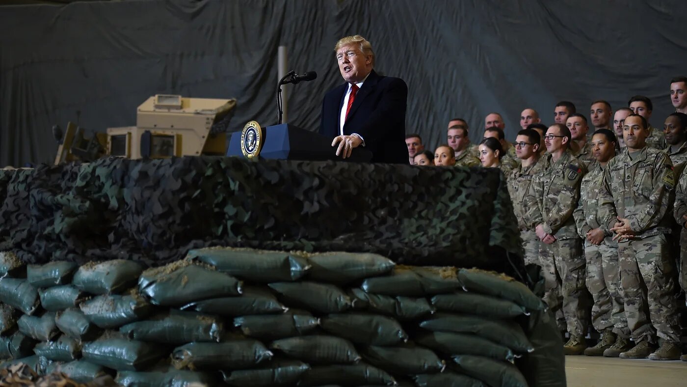 Donald Trump during a visit to US troops in Afghanistan in November 2019