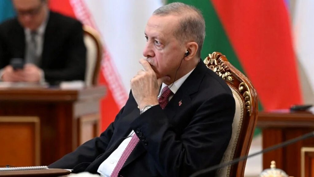 This handout photograph taken and released by Uzbekistan's Presidential Press Service on November 9, 2023 shows Turkey's President Tayyip Erdogan attending the 16th Economic Cooperation Organization Summit in Tashkent. (AFP)
