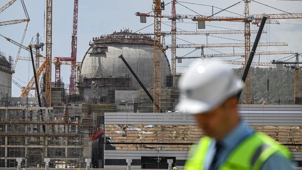 This photograph taken on April 26, 2023 shows the construction of the Russian-built Akkuyu Nuclear Power Plant in Mersin Province.  (Ozan Kose/AFP) 