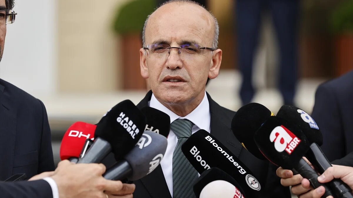 Turkish finance minister Mehmet Simsek addresses to the Turkish media on 16 June 2023 in Istanbul, Turkey (Anadolu Agency)