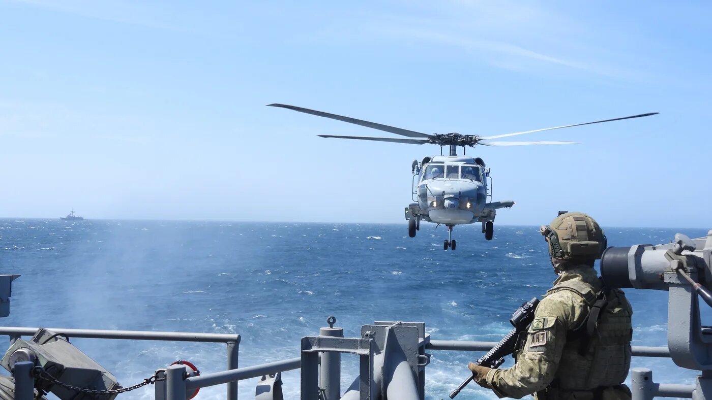 Turkey's Somali Naval Task Group is continuing the escort and protection missions for the Cagri Bey Drilling Ship, as well as the support vessels Korkut, Altan, and Sancar off the coast of Somalia in this picture released on 9 September 2026. (Turkish Defense Ministry)