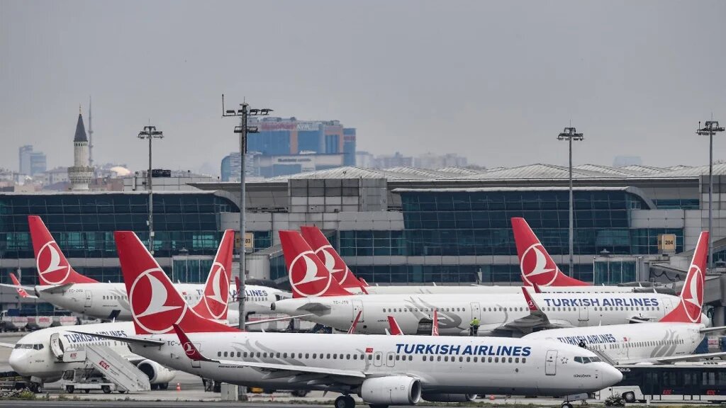 Turkish Airlines planes are pictured on the tarmac of the Ataturk Airport on April 4, 2019, in Istanbul. (AFP)