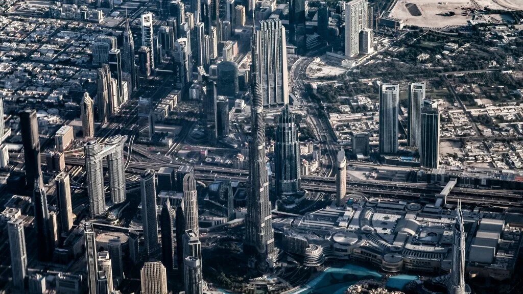 An aerial view shows the landmark Burj Khalifa tower in Dubai (Fadel Senna/AFP)