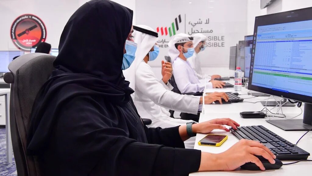 Emiratis working at the Mohammed Bin Rashid Space Centre in Dubai