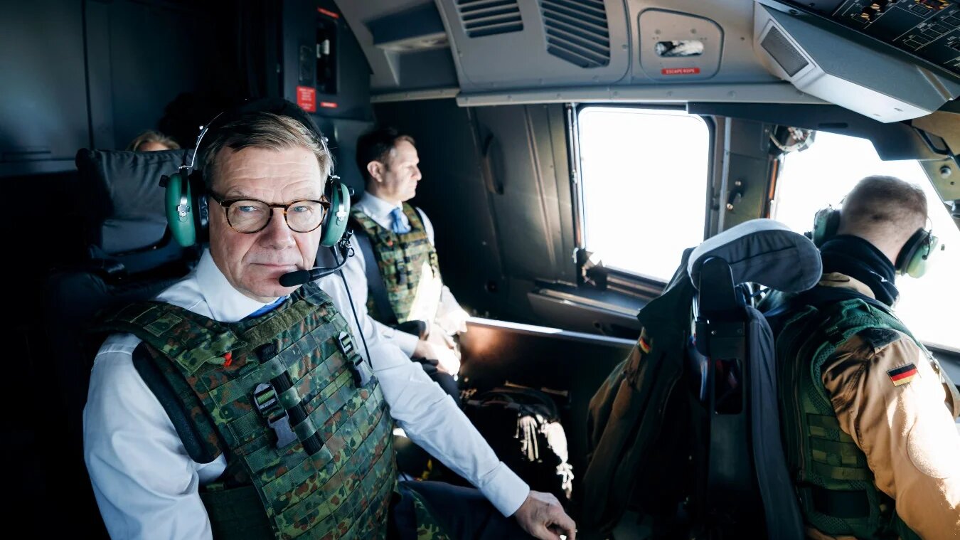 German Foreign Minister Johann Wadephul pictured during a flight to Tel Aviv, Israel, 10 March 2026 (Felix Zahn/AA/Israeli Foreign Office supplied) 