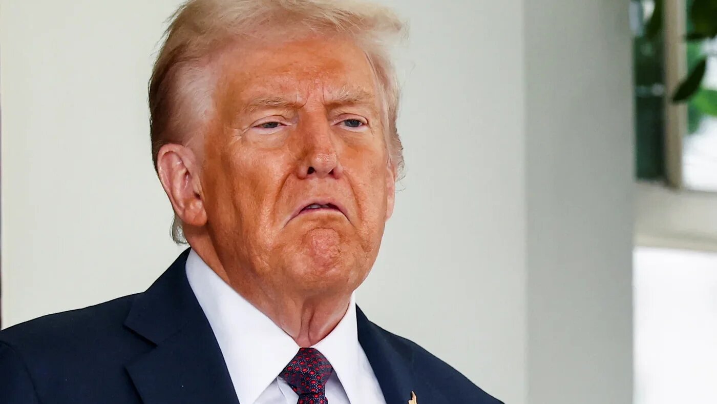 US President Donald Trump reacts as he welcomes Israeli Prime Minister Benjamin Netanyahu at the White House in Washington on 29 September 2025 (Kevin Lamarque/Reuters)