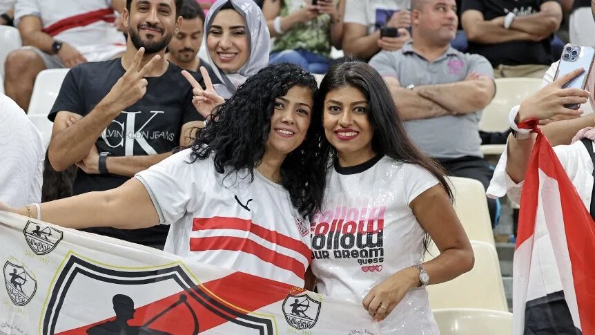 Zamalek fans at a match between Saudi Arabia's Al-Hilal and Egypt's Zamalek on 9 September 2022 at the Lusail Stadium, Doha, Qatar, where the 2022 World Cup Final is to be played on 18 December 2022 (AFP)