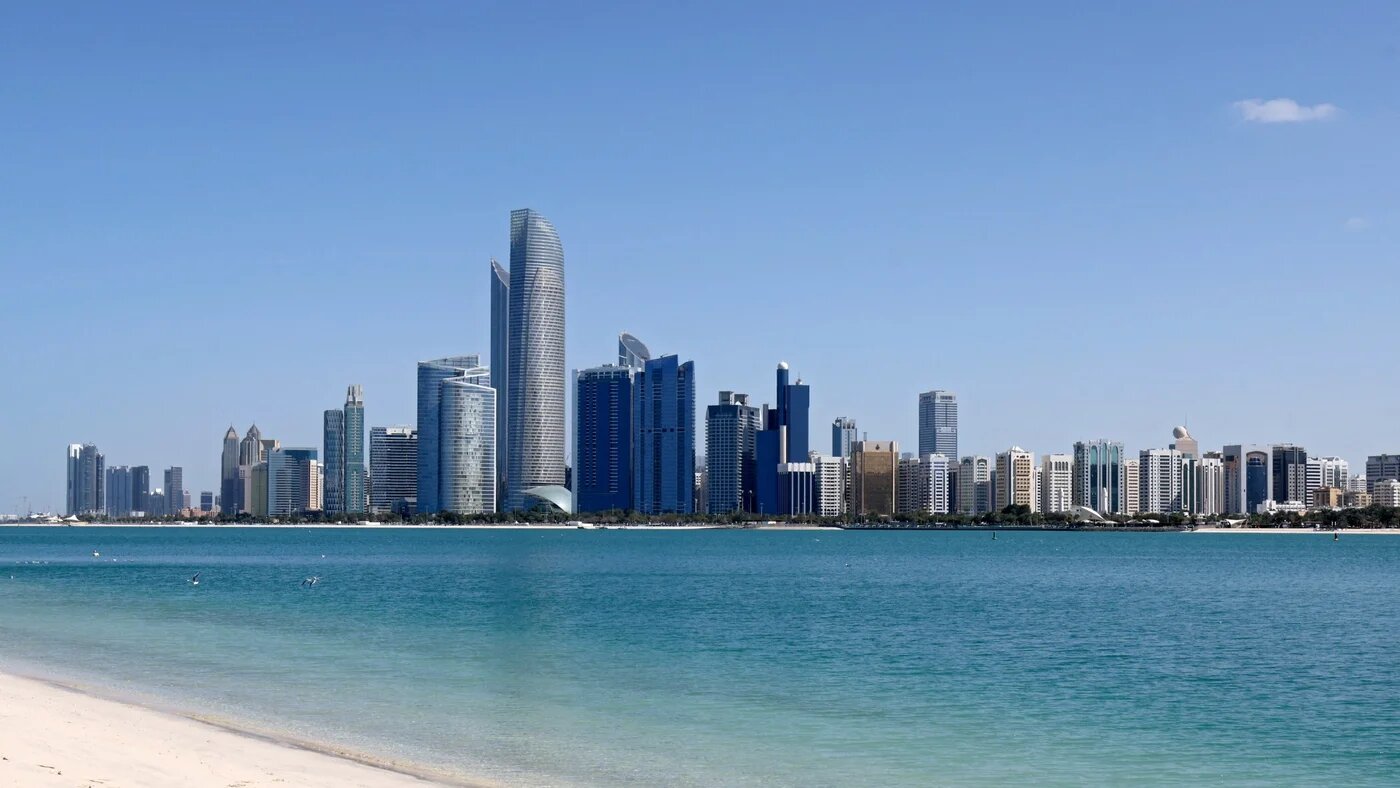A general view shows Abbu Dhabi's skyline across the Gulf waters in the Emirati capital (Karim Sahib/AFP)