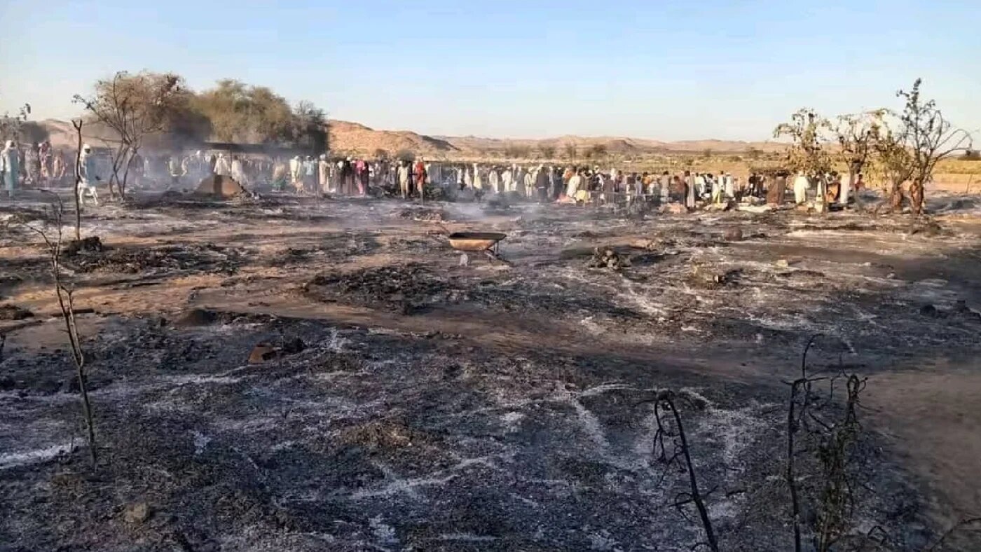 Images shared by local groups appeared to show charred bodies scattered among the smoking remains of the market (X)