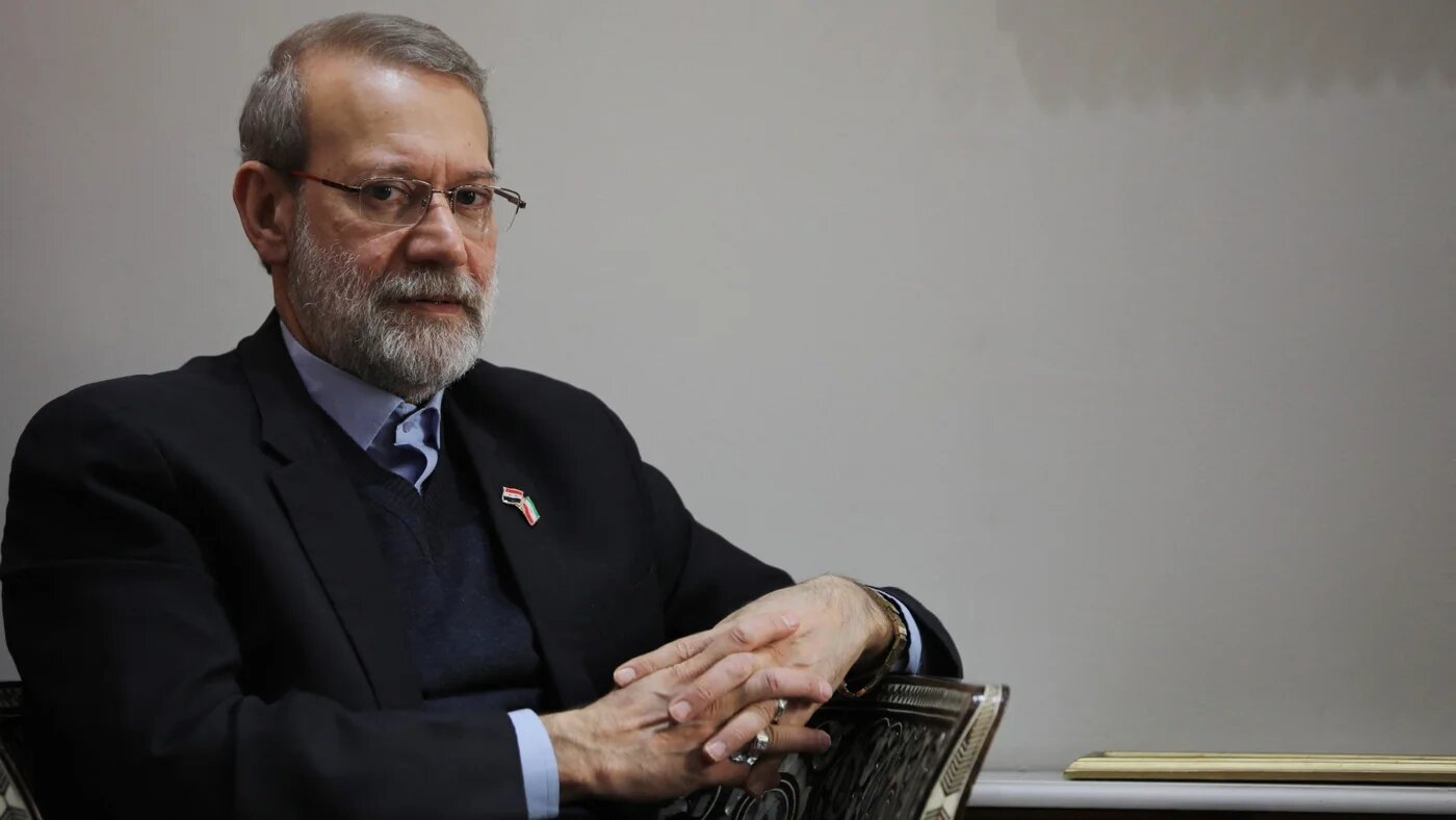 Ali Larijani is pictured during a meeting in Damascus on 16 February 2020 (AFP/Louai Beshara)
